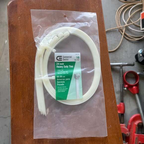 Commercial Electric Other - Commercial Electric 24 inch 175 lb. Heavy Duty Cable Ties, Natural, 10-Pack